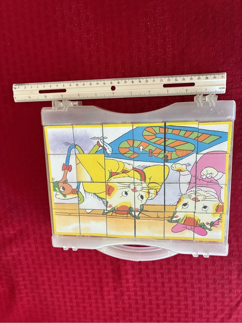 Vintage Richard Scarry Busytown 24 Wooden Blocks Puzzle with Carrying Case